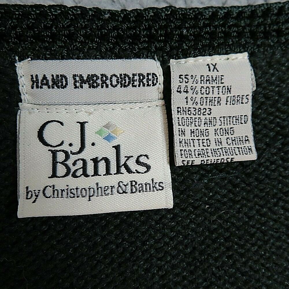 Vtg 90s CJ Banks Sweater Vest Women 1X Knit Bird Houses Green Beads Spring Fall - Picture 10 of 11